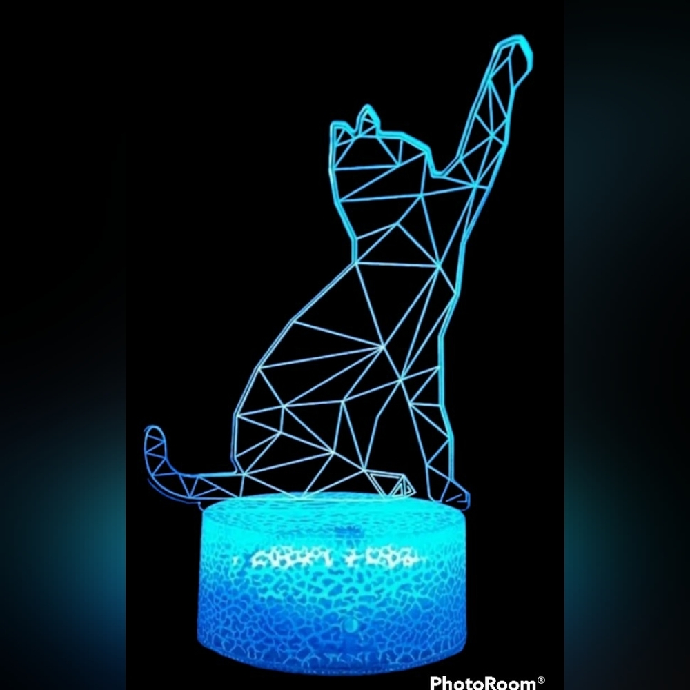 Changing Colors Kitty Cat Night Ambient USB Light 7.5 x 5 Inches - Picture 1 of 6